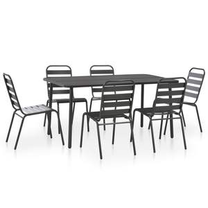 Ensemble de salle à manger de patio en acier gris foncé, 7 pièces, mobilier d'extérieur durable - Product Image 1