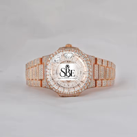 Luxuriöse Diamant Hip-Hop Automatikuhr VVS1 Bussdown Moissanit-Uhr Iced Out für Herren mit Box