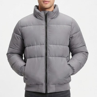 Manteau d'hiver pour homme, gris, col montant, fermeture éclair, épais, décontracté, couleur unie, polyester, tendance, personnalisé, nouveau