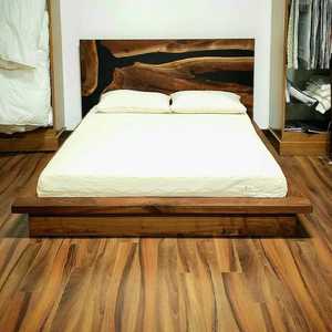 Cabecera de Cama Rústica con Borde Natural, Cama de Madera Sólida NatureWave, Cama de Plataforma de Lujo con Madera Flotada Orgánica - Product Image 4