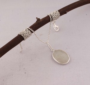 Natural White Moonstone Pendant 925 Sterling <b>Silver</b> Handcrafted Rainbow Flash Moonstone Jewelry Wholesale Bulk Supplier - Product Image 2