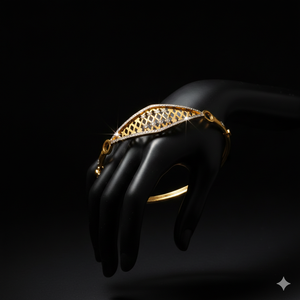 Pulsera de Oro Amarillo de 22K con Sello BIS para Mujer - Pulsera de Filigrana con Entrelazado AU916 Hecha a Mano - Product Image 3