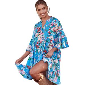 Vestido Mini Estampado para Mujer, Vestido de Moda con Cintura Fruncida - Product Image 2