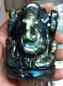ร้อนขาย2022ซื้อ Ganesha ประติมากรรมลาบราดอไรต์มือแกะสลักรูปปั้น Piedras Naturales คริสตัลบำบัดหิน - Product Image 6