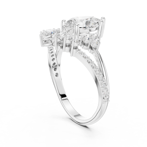 Conjunto de Anillos de Diamantes de Moissanita Plateados, Impresionante Anillo de Plata de Ley 925 con Corte de Pera, Joyería Fina para Compromiso y Boda para Mujer - Product Image 3