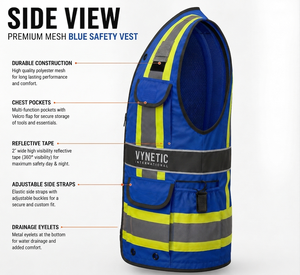 Gilet de sécurité réfléchissant haute visibilité OEM, logo personnalisé, multi-poches, en maille, robuste, classe 2 ANSI, veste de travail avec fermeture éclair - Product Image 4