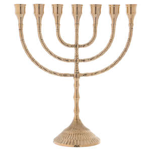 Ménorah juive artisanale, support de bougies Hanouka en laiton, ornement religieux décoratif pour la maison, la table, la synagogue - Product Image 1