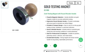 Herramienta Magnética para Prueba de Oro con Mango de Madera, Herramienta Portátil para Prueba de Joyería, Probador de Oro Manual | N.° de artículo GS-145D - Product Image 3