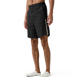 Pantalones Cortos Bermuda de Algodón de Color Sólido para Hombre, Cintura Elástica, Detalle de Cremallera Informal, Largo Medio - Product Image 2