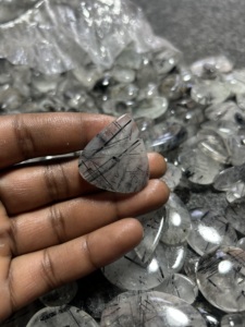 Trimurti Gems <b>Cheap</b> Price Natural Black Rutilated Quartz Cabochon Calibrated Mix Shape Black Rutile Semi-Precious Gemstone - Product Image 3