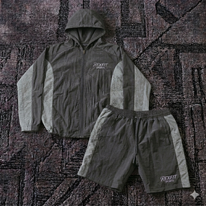 Conjunto Deportivo de Chaqueta y Pantalones Cortos de Nailon Reflectante para Hombre, Venta al Por Mayor Directa de Fábrica Rexfit Sports - Product Image 4