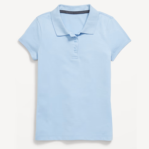 เสื้อโปโลเด็กนักเรียนแขนสั้นผ้าปิเก้สีฟ้าอ่อนพร้อมโลโก้แบบกำหนดเอง - Product Image 2