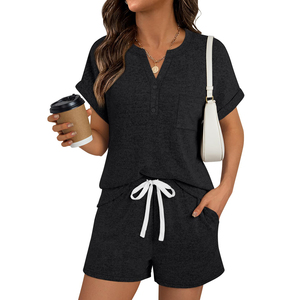 Durable Build Women Summer T-Shirt and Short 2 Piece <b>Set</b> Strong Fabric Bottoms Casual Use Top For Active and Adventure Wear - Product Image 1