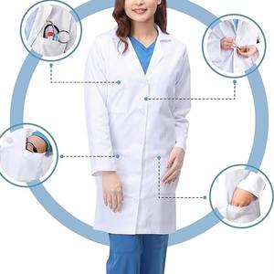 Bata de Laboratorio de Algodón Tejido con Logotipo Personalizado para Doctores y Enfermeras de Hospital, Uniforme Médico, Ropa de Trabajo Unisex - Product Image 4