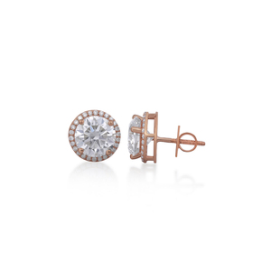 Pendientes de Oro Rosa con Corte Redondo y Circonita, Joyería Clásica para Mujer al Mejor Precio, Plateados en Plata - Product Image 4