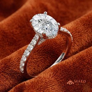 Bague de Fiançailles et de Mariage en Argent 925 avec Moissanite Ovale, Bijou de Promesse de Mariage, Cadeau de Luxe pour Femme, Sertissage à Griffes, Anniversaire, Fête - Product Image 4