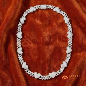 Luxury Heart Cuban Link Moissanite <b>Necklace</b> 925 Sterling <b>Silver</b> Hip Hop Statement Chain Jewelry <b>for</b> Women <b>Men</b> - Product Image 3