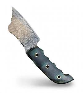 Couteau utilitaire à profil de hachoir, manche vert, en acier damas fait main, pièce de présentation exécutive - Product Image 6