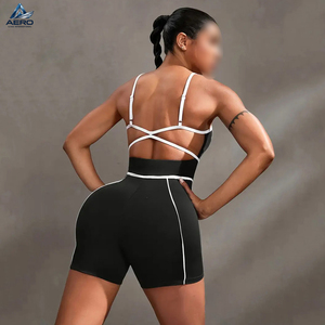 Body Deportivo Negro de Alta Elasticidad para Mujer, Sin Mangas, con Tirantes Cruzados y Detalles Blancos, Cómodo y con Soporte para Yoga - Product Image 2