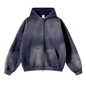 Sweat-shirts d'hiver en molleton vierge de haute qualité 320g sans cordon pour hommes, 100% coton, vente en gros, délavage acide, impression personnalisée, broderie - Product Image 3