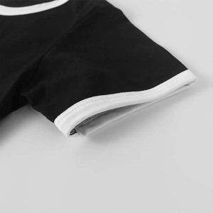 Camisetas de Manga Corta Color Negro con Ribete en Contraste, Ropa para Hombre, Camiseta de Jersey de Algodón de 180g, Precio Económico - Product Image 3
