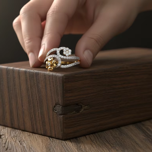 Nouvelle conception élégante, bague double à motif floral, or bicolore, anniversaire, romantique, bijoux fins, cadeau pour elle - Product Image 4