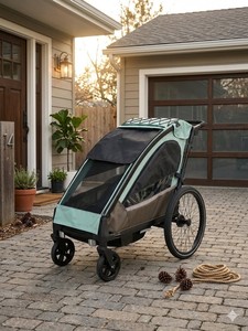 KS-200 Children's Bicycle Trailer Jogger Stroller 3 in 1 Single Seat Easy Folding Aluminum Alloy Frame with Safety Belt - Product Image 2