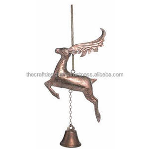 Adornos colgantes de jardín, adorno de Reno y campana de Metal, decoración para el hogar y el jardín, adornos y acentos colgantes para árboles - Product Image 1