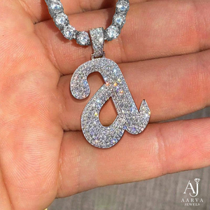 สร้อยคอจี้ตัวอักษรประดับเพชรแบบ Iced Out พร้อมจี้ตัวอักษรประดับเพชร สร้อยคิวบา สไตล์ฮิปฮอป สำหรับผู้ชายและผู้หญิง - Product Image 5