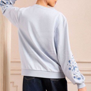 Sweat-shirt en coton personnalisé avec logo brodé pour femme, respirant, coupe ample, vêtements décontractés à vendre - Product Image 5