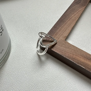 Anillo de Plata de Ley S925, Estilo Coreano, Diseño de Nicho, Anillo de Compromiso con Corazón Hueco, Diseño Simple - Product Image 2