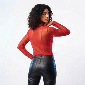 T-shirt transparent en maille pour femme, 100 % polyester, léger, compressé, séchage rapide, haut sexy et transparent - Product Image 5