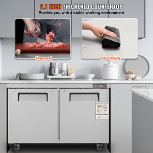 Attrezzatura di refrigerazione da cucina commerciale 48 \ "frigorifero piano di lavoro sotto banco 12.85 Cu. Ft 2 porta spessa in acciaio inox - Product Image 5