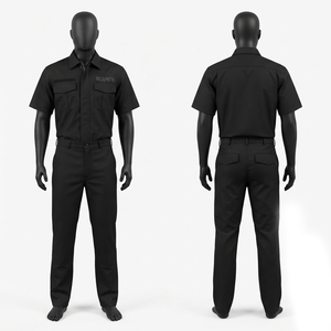Camisa de Uniforme de Seguridad Unisex Negra Transpirable de Poliéster con Bolsillos y Detección de Agujas en el Cinturón para Adultos - Product Image 1
