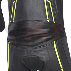 Combinaison de moto en cuir véritable noire et verte, sur mesure, pour course, Alpinestar, Dainese, combinaison de moto pour la conduite - Product Image 4