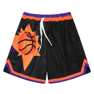 Pantalones Cortos Deportivos Transpirables de Malla Color Negro Brad con Estampado de Llamas, Cierre con Cordón, Cómodos, de Secado Rápido, Talla Grande, Sublimados - Product Image 5