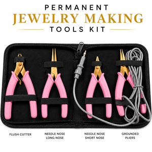 Pink Permanent Jewelry Making Tools Kit Flush <b>Cutter</b> Needle Nose Long Nose Short Nose Grounded Pliers OEM - Product Image 1
