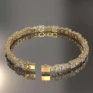 Moissanite Tennis <b>Bracelet</b> Unisex Round Diamond Style Wedding Gold Plated 14k with IGI Certification Shining Star Jewels - Product Image 2