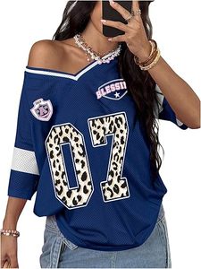 Camisetas Oversize con Estampado de Leopardo y Número Y2K para Mujer, Estilo Jersey de Fútbol, Ropa Urbana - Product Image 5