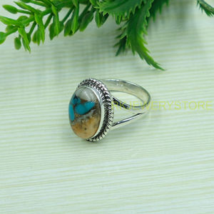 Anillo de Plata de Ley 925 con Gema de Turquesa de Ostra Espinosa Naranja, Diseño Hecho a Mano, Anillo de Promesa, Anillo Boho, Joyería de Turquesa - Product Image 2