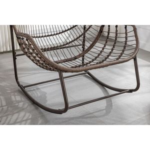 Sedia a Dondolo Reclinabile in Rattan Grigio per Esterni con Cuscino Imbottito per Veranda, Soggiorno, Patio e Giardino - Product Image 4