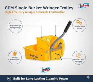 Professional 20 LTR Wringer Trolley with Strong Wheels and Ergonomic <b>Handle</b> Easy to Maneuver for Large Area Floor Cleaning - Product Image 2