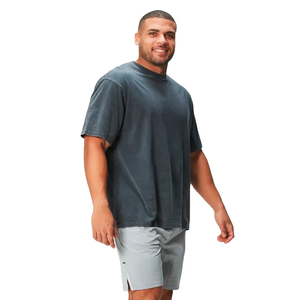 T-shirts pour hommes de qualité supérieure, personnalisés, en coton lourd 100 %, lavés à l'acide, écologiques, respirants, anti-plis, avec option OEM - Product Image 2