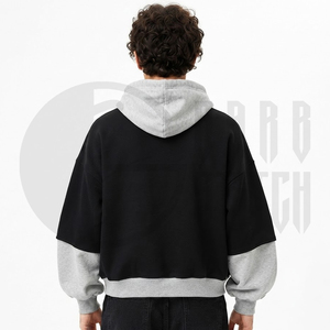 Sudadera con Capucha Personalizada para Hombre, Corte Regular, 100% Algodón, Diseño Color Block, Antiarrugas, 430 GSM, con Bolsillo, Fabricante OEM/ODM - Product Image 6