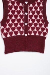 Chaleco de Punto para Mujer, Nuevo Modelo de Primavera, Cuello Redondo sin Mangas, Patrón de Corazón Jacquard, Estilo Europeo Americano, Moda Casual - Product Image 5