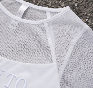 Top Corto de Malla Transparente para Mujer con Bordado y Manga Larga, Camisa Corta Transparente Ajustada de Malla con Manga Corta para Verano - Product Image 3
