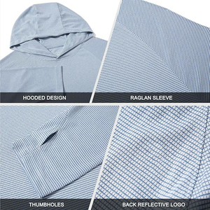 Sweat-shirt à capuche en tricot gaufré bleu clair pour homme, coupe slim, respirant, décontracté, avec manches raglan texturées - Product Image 4