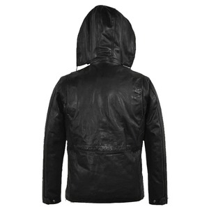 เสื้อแจ็คเก็ตหนังมีฮู้ดสีดำแบบทหาร M-65 - Product Image 3
