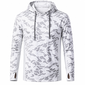 Camisa de Pesca Personalizada Ultraligera con Protección Solar UPF 50+ UV para Hombre, Sudadera con Capucha de Manga Larga para Pesca, Camuflaje Blanco - Product Image 1