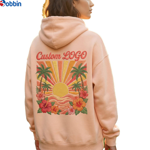 Sudadera con Capucha para Mujer, Diseño Floral de Atardecer Bordado Personalizado, Estampado en la Espalda, Estilo Casual de Invierno, Corte Holgado, 100% Algodón, Superventas - Product Image 1
